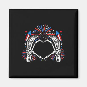 Skeleton hand heart 4th of july usa patriotic magnet