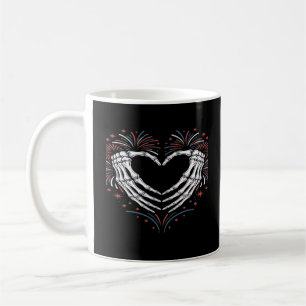 Skeleton Hand Heart 4th Of Usa Patriotic American Coffee Mug