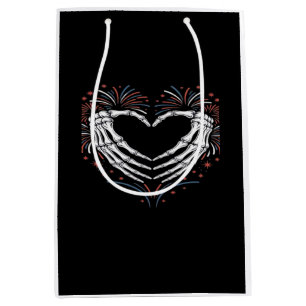 Skeleton Hand Heart 4th Of Usa Patriotic American Medium Gift Bag
