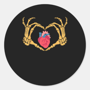 Skeleton Hand Heart Anatomy Cardiac Cvicu Nurse Classic Round Sticker