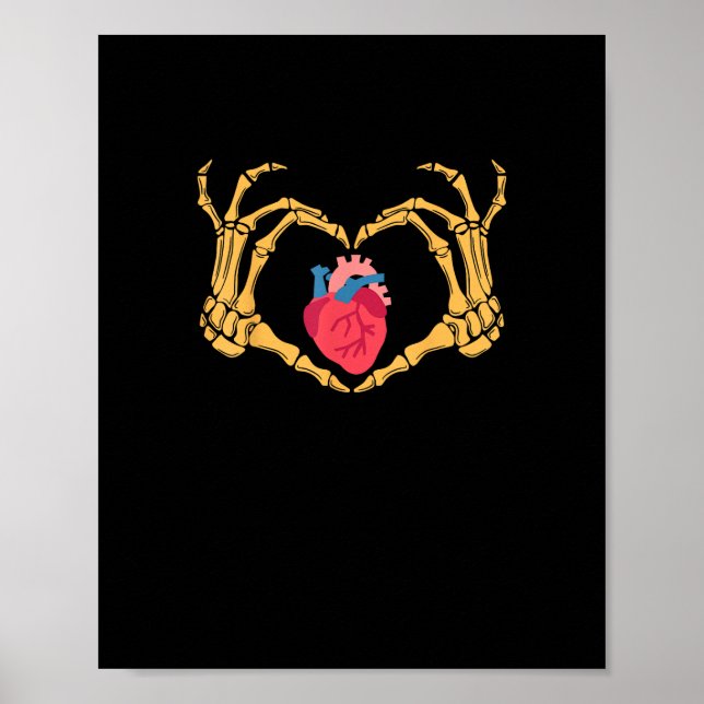 Skeleton Hand Heart Anatomy Cardiac Cvicu Nurse Ha Poster (Front)