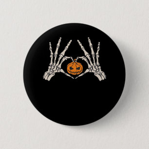 Skeleton Hand Heart And Pumpkin Funny Skull Hallow 6 Cm Round Badge