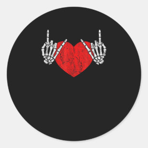 Skeleton Hand Heart And Roll, Valentines Halloween Classic Round Sticker