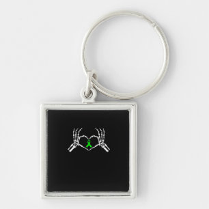 Skeleton Hand Heart Awareness Ribbon Key Ring