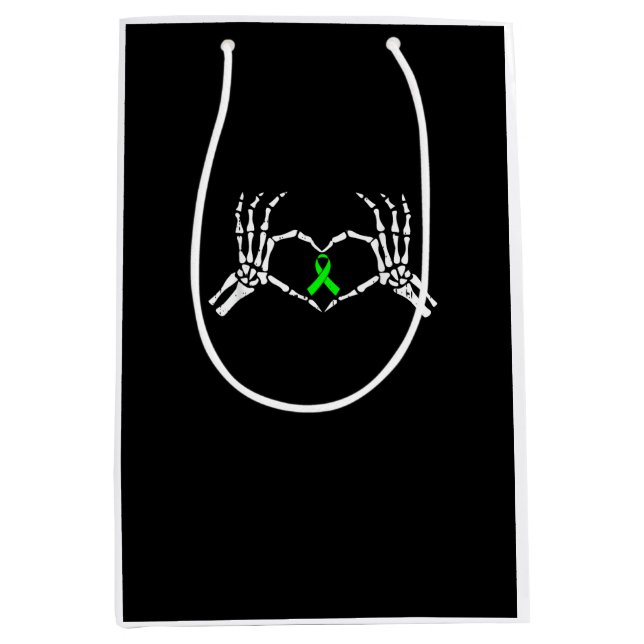 Skeleton Hand Heart Awareness Ribbon Medium Gift Bag (Front)