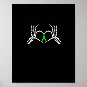 Skeleton Hand Heart Awareness Ribbon Supportive Poster