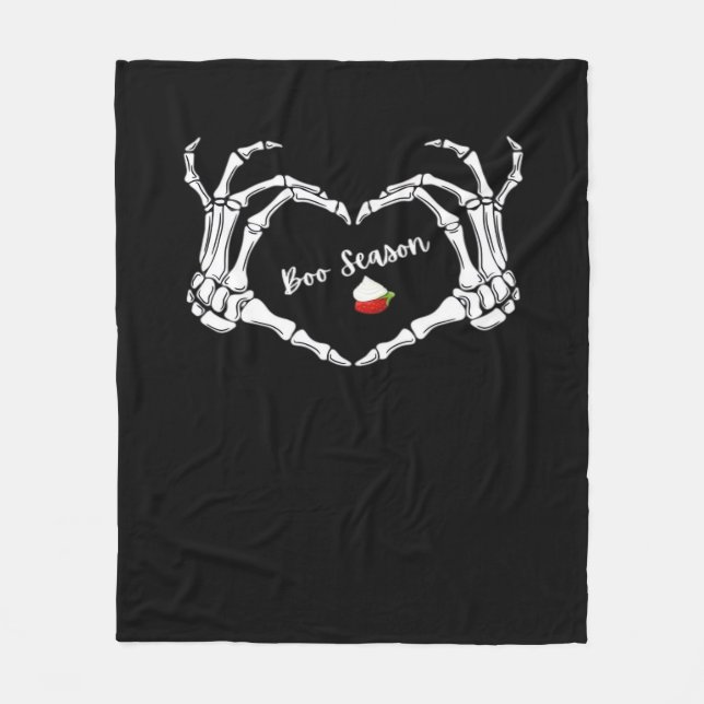 Skeleton Hand Heart Boo Season Classic Fleece Blanket (Front)