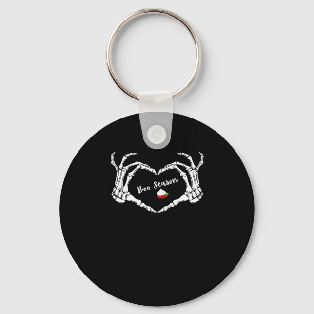 Skeleton Hand Heart Boo Season Classic Key Ring (Front)