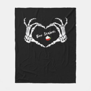 Skeleton Hand Heart Boo Season Spooky Vibe Fleece Blanket