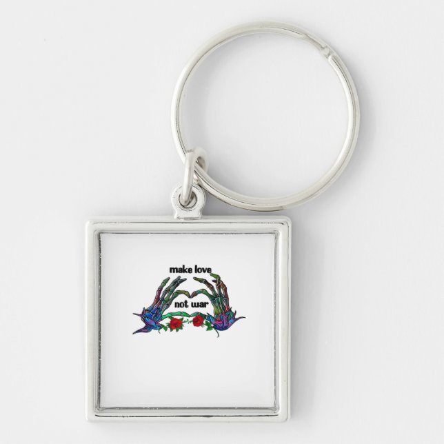 Skeleton Hand Heart Design Key Ring (Front)