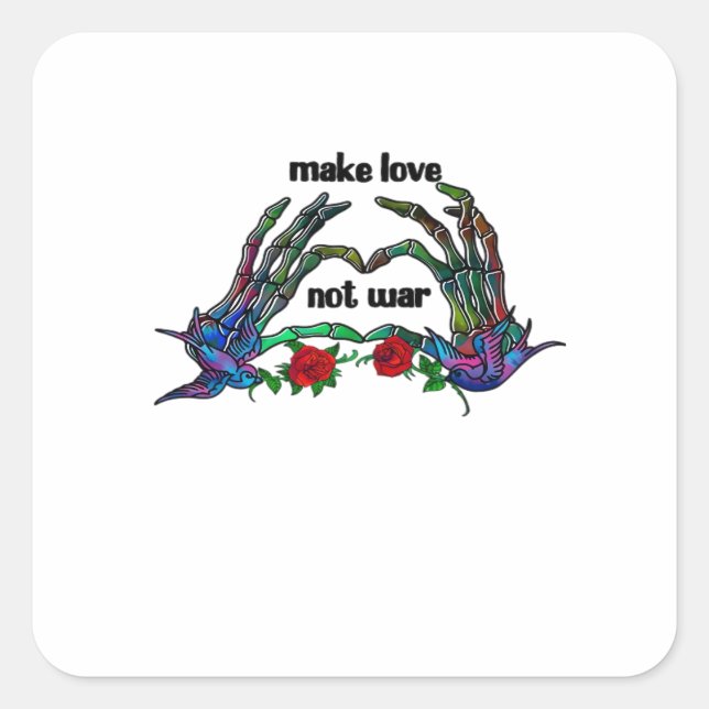 Skeleton Hand Heart Design Square Sticker (Front)