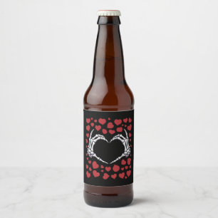 Skeleton Hand Heart Funny Bones Valentine's Day Beer Bottle Label