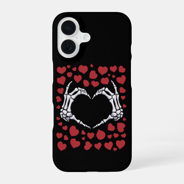 Skeleton Hand Heart Funny Bones Valentine's Day iPhone 16 Case (Back)