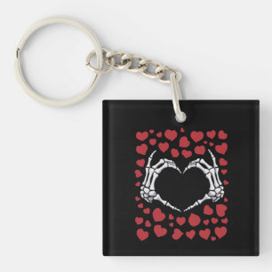 Skeleton Hand Heart Funny Bones Valentine's Day Key Ring
