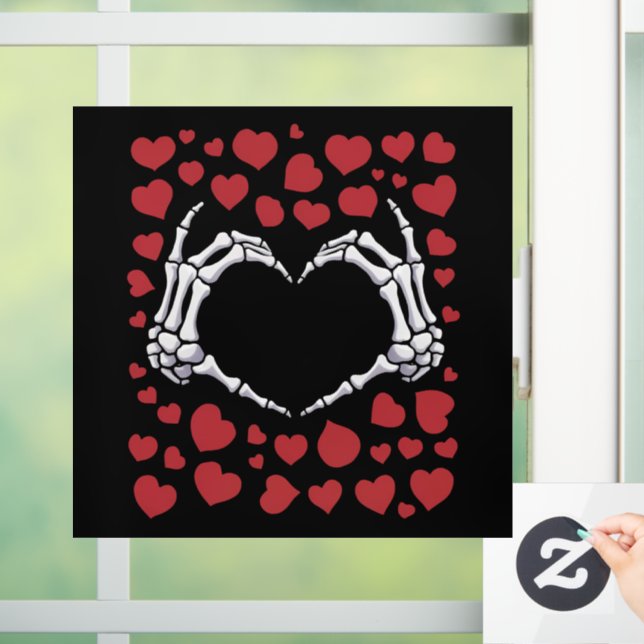 Skeleton Hand Heart Funny Bones Valentine's Day Window Cling (Home)
