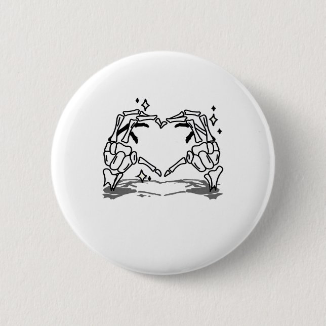 Skeleton Hand Heart Funny Design 6 Cm Round Badge (Front)