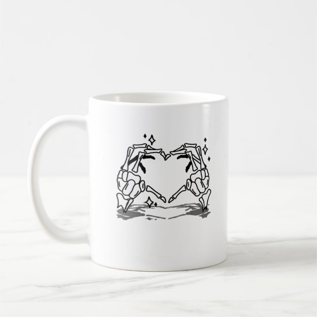 Skeleton Hand Heart Funny Design Coffee Mug (Left)