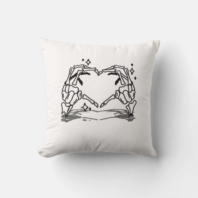 Skeleton Hand Heart Funny Design Cushion (Front)