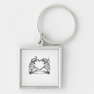 Skeleton Hand Heart Funny Design Key Ring