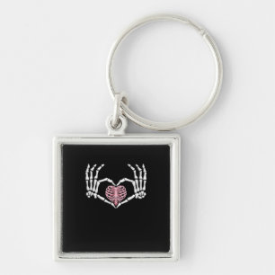 Skeleton Hand Heart Funny Halloween Women Men Key Ring