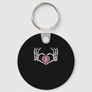 Skeleton Hand Heart Funny Halloween Women Men Key Ring