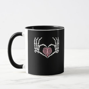 Skeleton Hand Heart Funny Halloween Women Men Mug