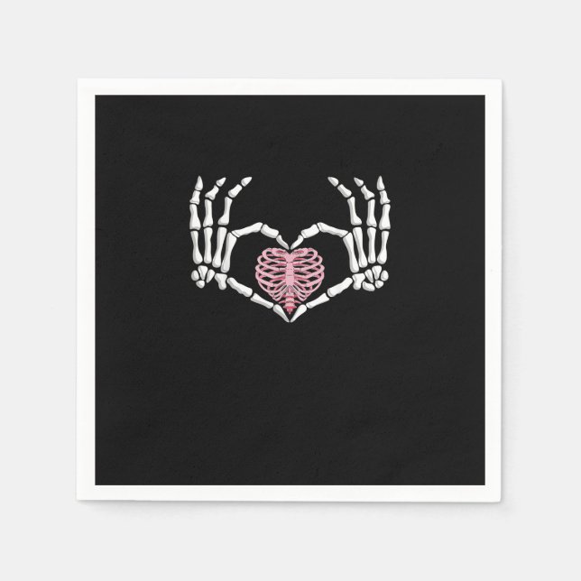 Skeleton Hand Heart Funny Halloween Women Men Napkin (Front)