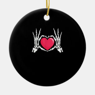 Skeleton Hand Heart Halloween Ceramic Tree Decoration