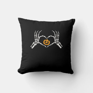 Skeleton Hand Heart Halloween Costume Pumpkin Cushion