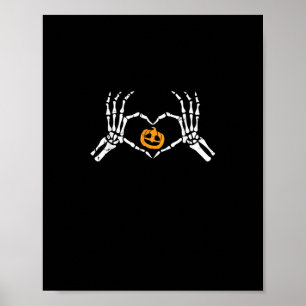 Skeleton Hand Heart Halloween Costume Pumpkin Poster