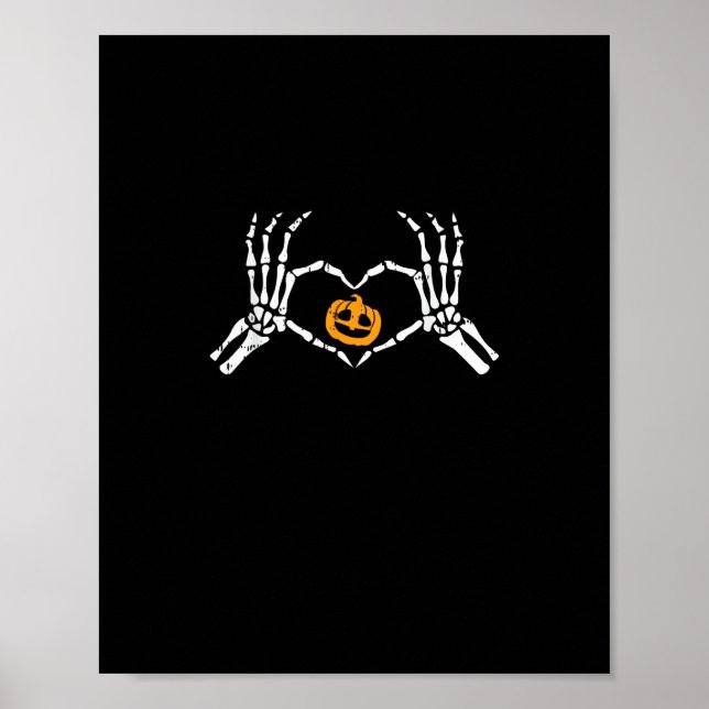 Skeleton Hand Heart Halloween Costume Pumpkin Poster (Front)