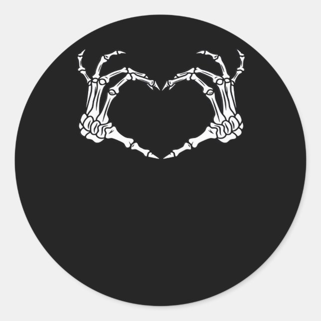 Skeleton Hand Heart Halloween Design  Classic Round Sticker (Front)