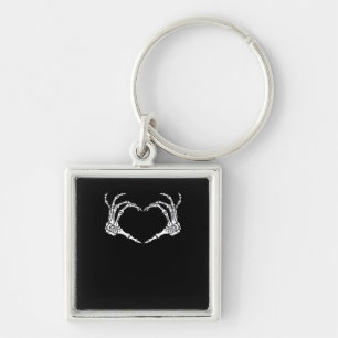 Skeleton Hand Heart Halloween Design Key Ring