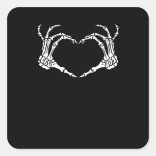 Skeleton Hand Heart Halloween Design Square Sticker