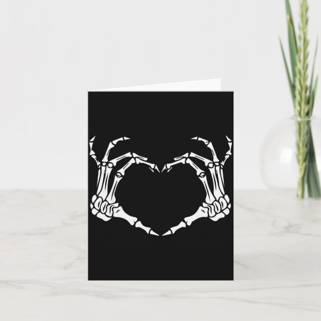 Skeleton Hand Heart Halloween Funny Bones Love  Card (Front)