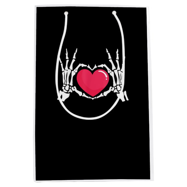 Skeleton Hand Heart Halloween Medium Gift Bag (Front)