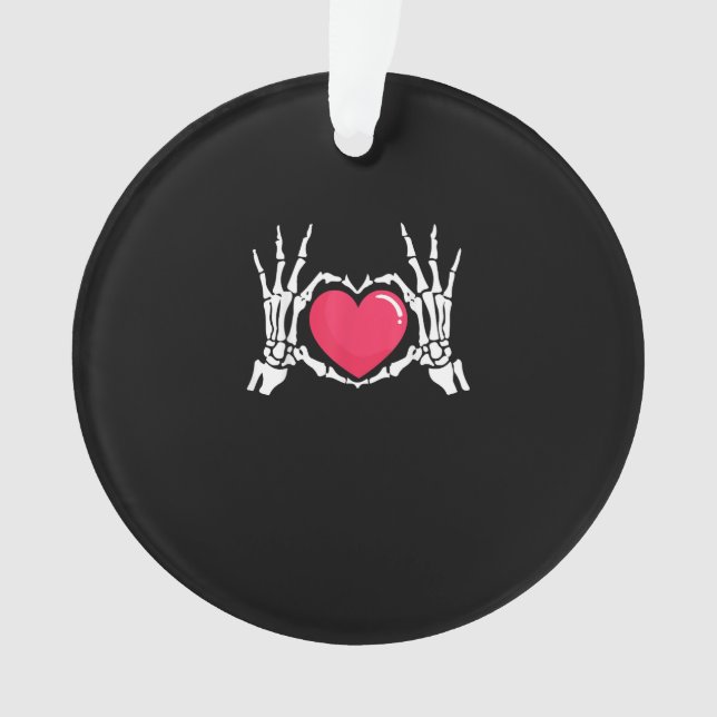 Skeleton Hand Heart Halloween Ornament (Front)