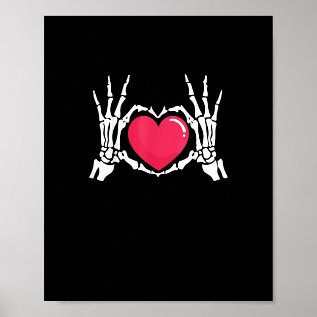Skeleton Hand Heart Halloween Poster (Front)