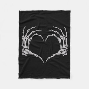 Skeleton Hand Heart Halloween Valentines Matching Fleece Blanket