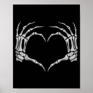 Skeleton Hand Heart Halloween Valentines Matching  Poster