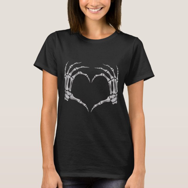 Skeleton Hand Heart Halloween Valentines Matching  T-Shirt (Front)