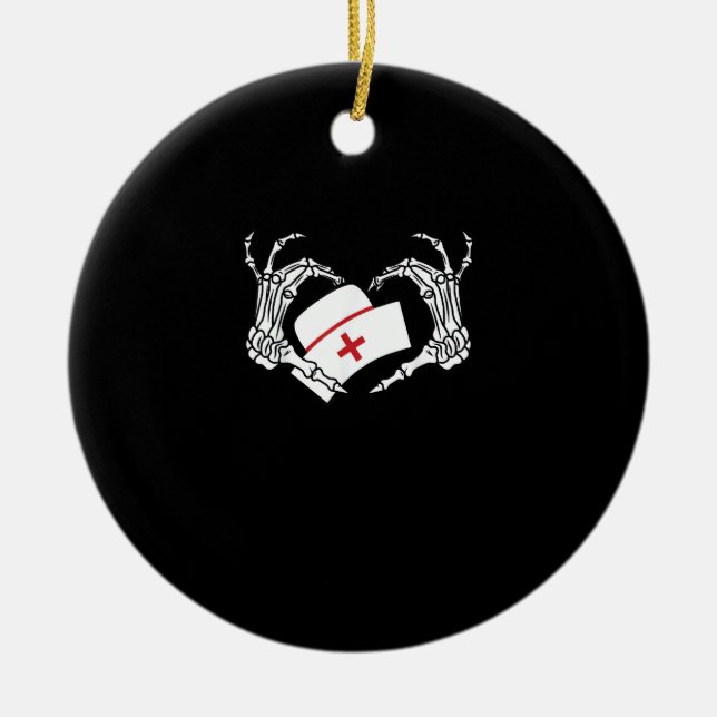 Skeleton Hand Heart Lazy Diy Halloween Costume Nur Ceramic Tree Decoration (Front)