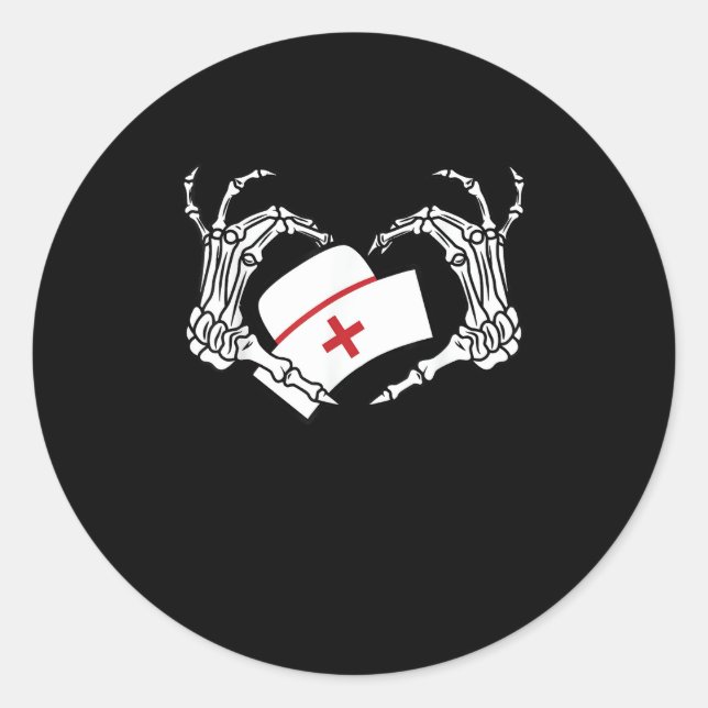 Skeleton Hand Heart Lazy Diy Halloween Costume Nur Classic Round Sticker (Front)