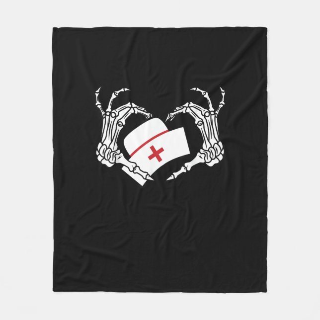 Skeleton Hand Heart Lazy Diy Halloween Costume Nur Fleece Blanket (Front)