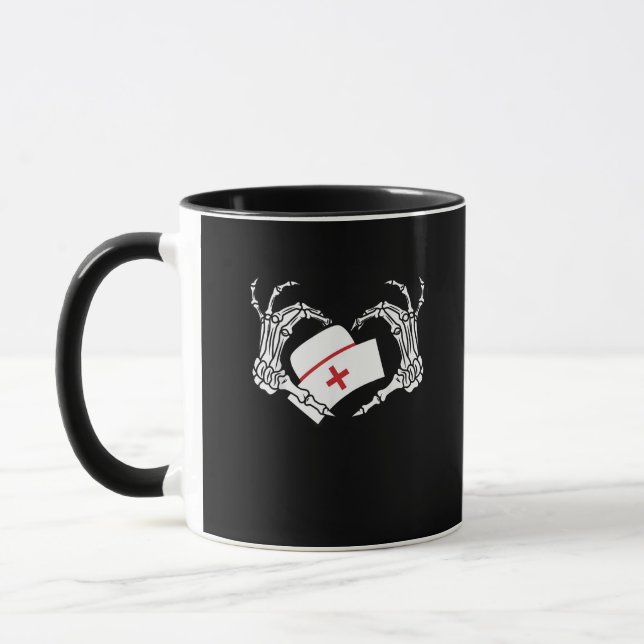 Skeleton Hand Heart Lazy Diy Halloween Costume Nur Mug (Left)