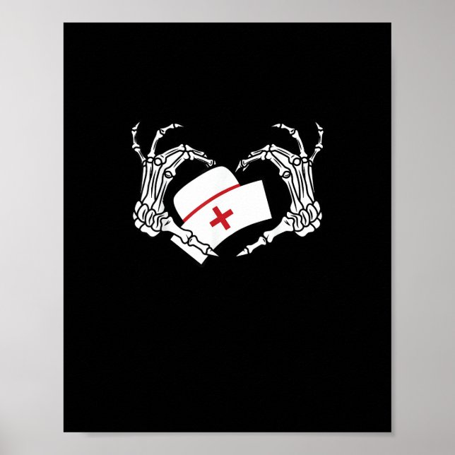 Skeleton Hand Heart Lazy Diy Halloween Costume Nur Poster (Front)