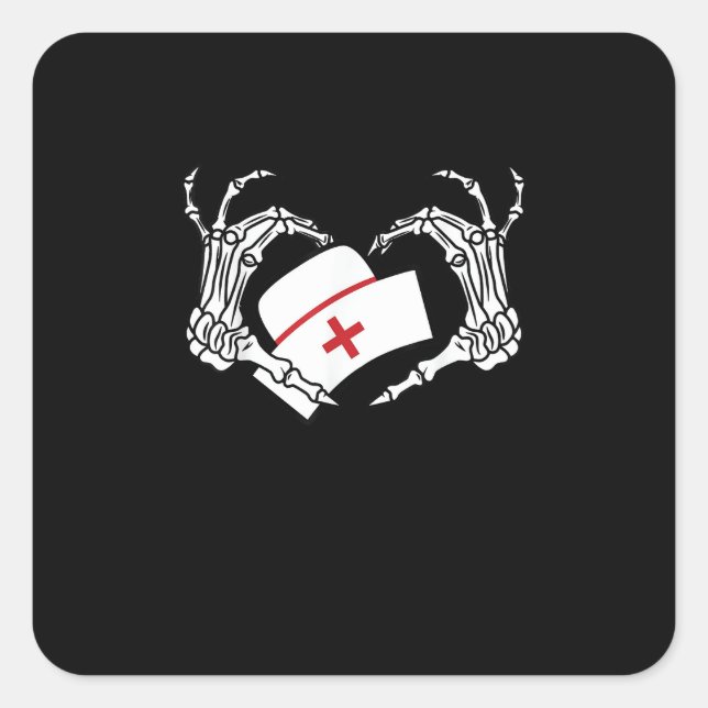 Skeleton Hand Heart Lazy Diy Halloween Costume Nur Square Sticker (Front)