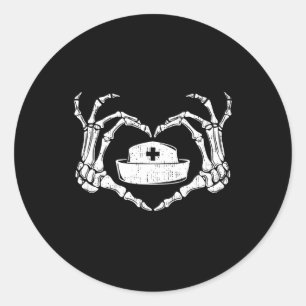 Skeleton Hand Heart Lazy Halloween Costume Funny N Classic Round Sticker