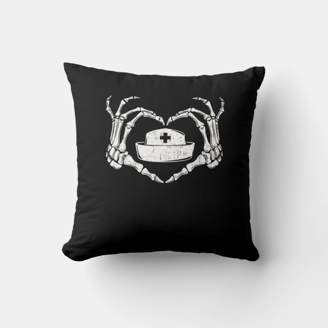 Skeleton Hand Heart Lazy Halloween Costume Funny N Cushion (Front)
