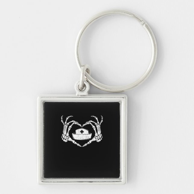 Skeleton Hand Heart Lazy Halloween Costume Funny N Key Ring (Front)